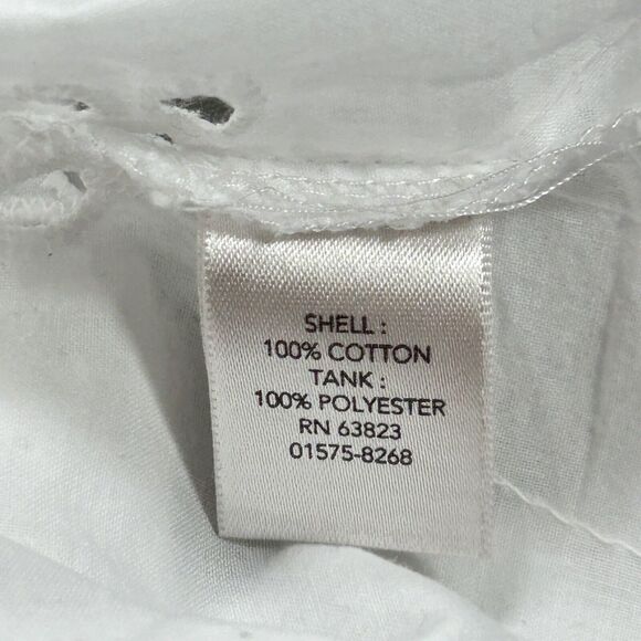 CJ Banks Top Women's 2X White Floral Hearts Tie Front Short Sleeve Shirt Blouse - Picture 10 of 12